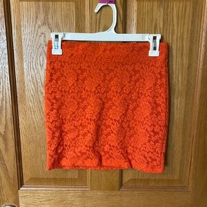 Nollie Orange Embellished Mini Pencil Skirt